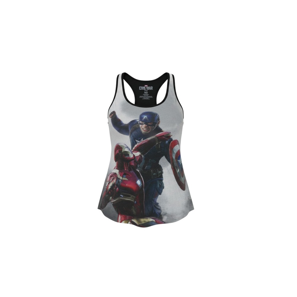 Marvel Tank Top Womens MD Gray Captain America Civil War Iron Man Graphic